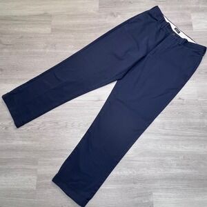 Lands End Mens 36 Traditional Fit Navy Blue Cotton Cuffed Chino Pants 299553